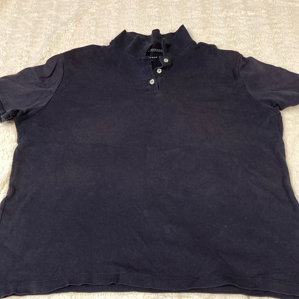 Lands End Pima Navy Cotton Polo plus size